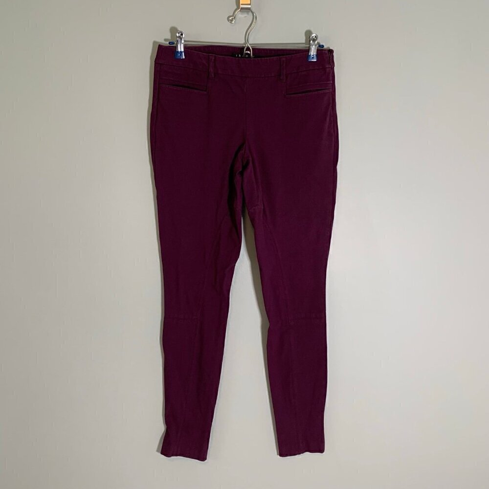 Theory Women‎ Burgundy Plum Equestrian Skinny Side Zip Tailored Pants Size 4